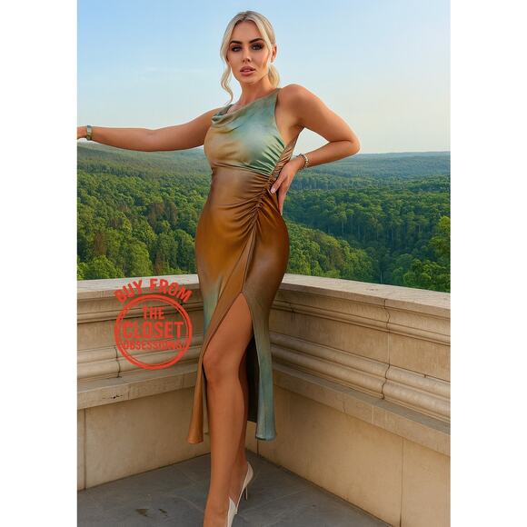 ZARA Draped Neckline Ruched Midi Dress 🌅✨ | Size L | NWT | RARE - Picture 10 of 16